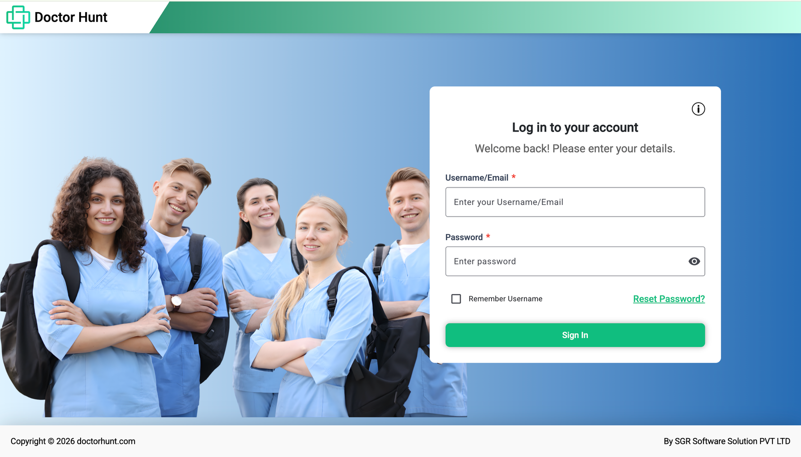 Doctor Hunt - Login Portal