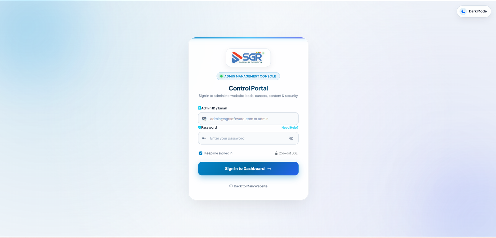 Content Management System (CMS) - Login Portal